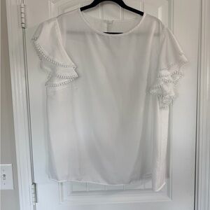 Elegant White Ruffle Sleeve Blouse